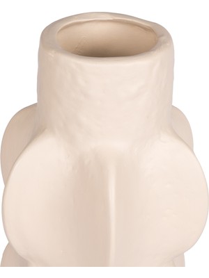 Herdekora Dekoratif Seramik Vazo Safran Krem 16X26 Cm.
