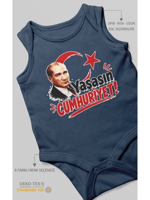 Morivo Kids Yaşasın Cumhuriyet Sıfır Kol Bebek Body %100 Pamuk