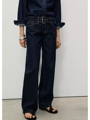 Mango Kemerli Düşük Belli Düz Kesim Jean Pantolon