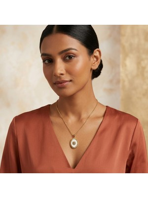 Mia Donna Jewelry Mia Donna Mineli Beyaz Güneş Çelik Kolye
