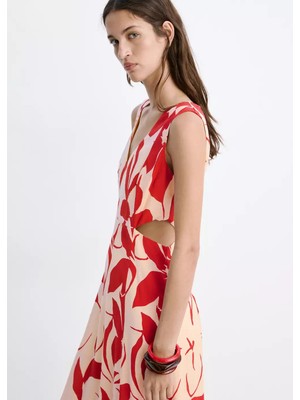 Mango Çiçek Desenli Cut Out Detaylı Elbise