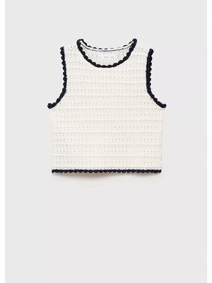 MANGO Kids Kontrast yüzeyli triko bluz