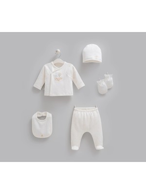 Caramell Parma %100 Pamuk 5li Unisex Set Ekru