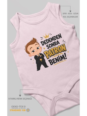 Morivo Kids Dedemden Sonra Patron Benim! Sıfır Kol Bebek Zıbını %100 Pamuk