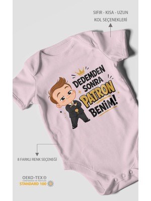 Morivo Kids Dedemden Sonra Patron Benim! Kısa Kollu Bebek Body %100 Pamuk