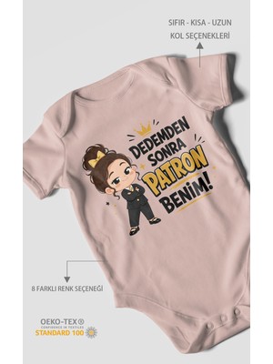 Morivo Kids Dedemden Sonra Patron Benim Kısa Kollu Bebek Body %100 Pamuk