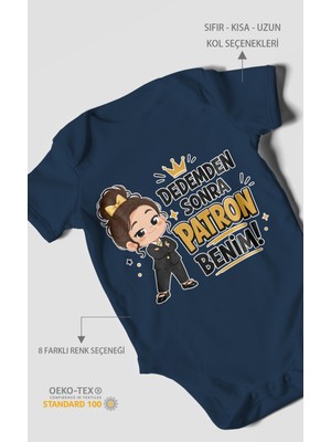 Morivo Kids Dedemden Sonra Patron Benim Kısa Kollu Bebek Body %100 Pamuk