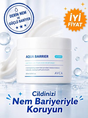 Avca Hyaluronik Asit Nemlendirici ve Bariyer Onarıcı Yüz Kremi - Aqua Barrier Low Molecular Hyaluronic Acid Cream 200 ml