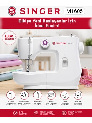 Singer Mekanik Ev Tipi Dikiş Makinesi 6 Dikiş ve Dekoratif Desen, 4 Adımda Ilik Açma, LED Işık, Geri Dikiş, Serbest Kol, Fermuar ve Düğme Dikme, Ayarlanabilir Dikiş Uzunluğu, Metal Çalışma Alanı