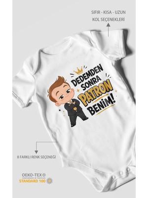 Morivo Kids Dedemden Sonra Patron Benim! Kısa Kollu Bebek Body %100 Pamuk