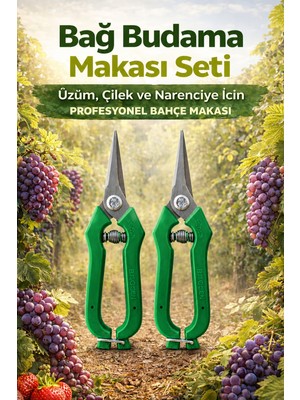 ByKurt Bağ Budama Makası Seti (2’li) – Profesyonel Üzüm, Çilek ve Bahçe Makası | Keskin & Ergonomik