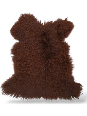 Ottoman Pouffe Hakiki Gerçek Deri Koyun Postu 69X73CM