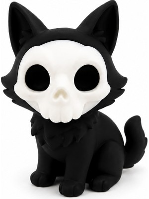 Yapı3D Sevimli Kafatası Maskeli Kedi Figürü Dekoratif Mini Masaüstü Süsü Sert Plastik Koleksiyonluk Figür