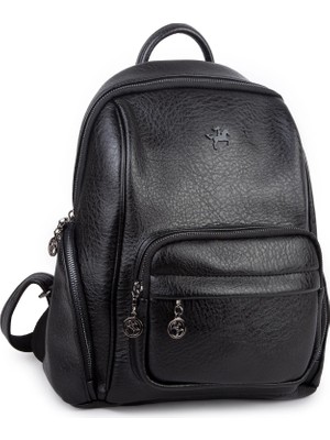 Nas Bag Kadın Çok Cepli Sırt Çantası (En :30CM x Boy:34) Siyah Victoria