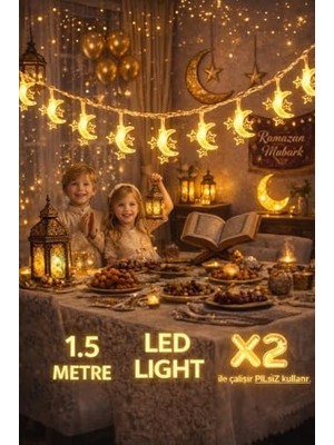 Pilli LED Işık, Şerit LED 1,5 Metre Sarı Işıklar Peri Işıkları Aydınlatmalı Şerit LED LED Işık Şerit LED Işık 3 Yıldız 1 Ay