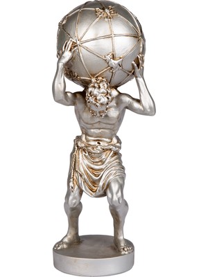 Herdekora Dekoratif Polyester Biblo Sisifos-Atlas Gümüş 13X42 Cm.