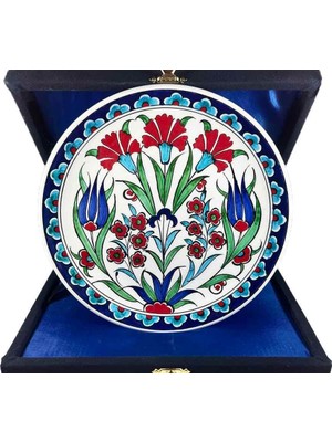 Çini Evi Iznik Çini Tabak  Hediyelik Lale Karanfil Motifli 18 cm