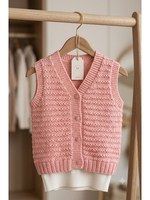 Erca Home Tekstil Ürünleri El Örgüsü Cotton Ip Yavruağzı Kız Yelek %100 Cotton Kaliteli Ip 4_5 Yaş