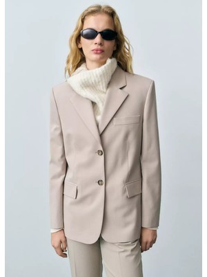 Mango Düz Kesim Kalıplı Blazer Ceket