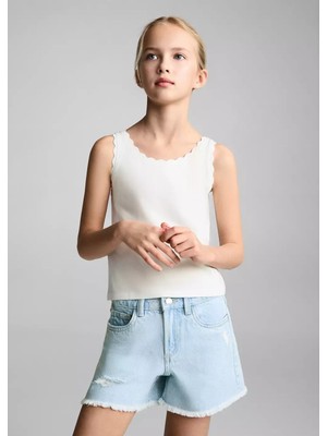 Mango Işleme Detaylı Kolsuz Bluz