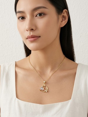 Mia Donna Jewelry Mia Donna Gold Kaplama Sihirli Galaksi Satürn Kolye