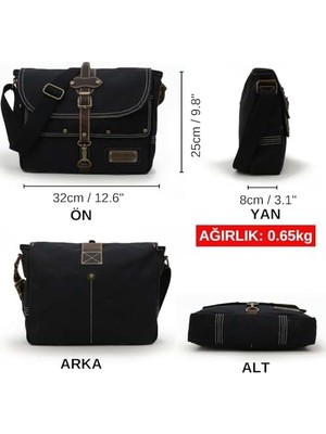 4047 Antiochia Gl Hakiki Deri Omuz Postacı Okul Suya Dayanıklı Mumlu Kanvas Laptop Çantası