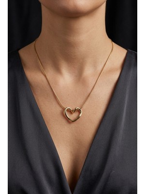 Mia Donna Jewelry Mia Donna Italyan Yılan Zincirli Düğümlü Kalp Kolye