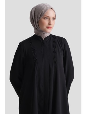 Armine Nervür Detaylı Ferace Siyah