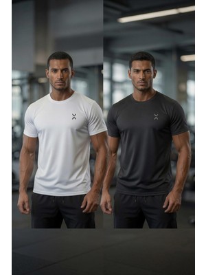 Oksit Xylon 2'li Paket Mikro Polyester Nefes Alabilen Hafif Perform Antrenman Sporcu Erkek Tshirt