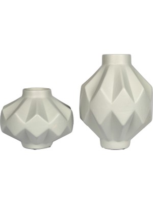 Herdekora Dekoratif Seramik Vazo Mimoza 2'li Set Mint Yeşili