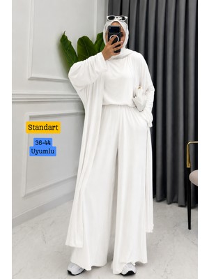 Balenbi Kadın Penye Uzun Hırka Bluz Geniş Paça Pantolon Abaya Takım 1217