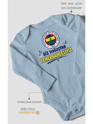 Morivo Kids Biz Doğuştan Fenerbahçeliyiz Uzun Kollu Çıtçıtlı Bebek Body