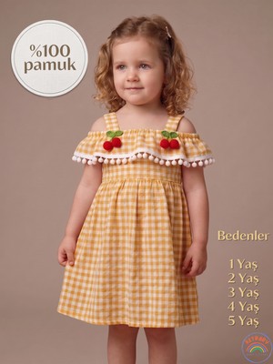 KET Baby Kirazlı Pötikareli Kız Çocuk Elbise | 1-5 Yaş Yazlık Konfor Serisi