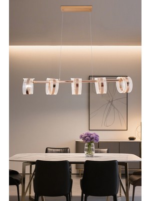Apliqa Linea 5'li Gold Sıralı Salon Sarkıt LED Avize