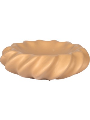 Herdekora Dekoratif Seramik Meyvelik-Kase Dalga Açık Kahverengi 26X8 Cm.