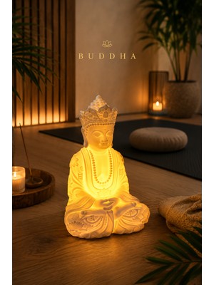 Printella Buddha LED Dekoratif Ortam Aydınlatması Meditasyon Yoga Ev Ofis Dekoru Şık Hediye Biblo