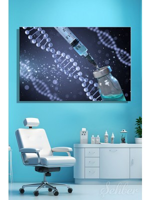 Şehber Yatay Kanvas Tablo Tekli Modern Tıp Genetik Materyal Dna/rna Enjeltör Flakon 2603