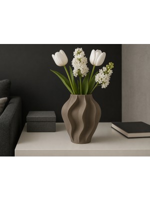 3D Baskı Modern Dekoratif Vazo – Minimalist Tasarım | Ev ve Ofis Dekorasyonu -Sarmal Çizgili Vazo
