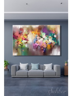 Şehber Kanvas Tablo Yatay Tekli Ev Kafe Ofis Hazy Watercolour Flowers Bulanık Sulu Boya Çiçekler 2584