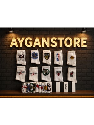 Aygan Store 10 Çift En Yeni Beyaz Kolej Tenis Spor Çorap 10 Adet
