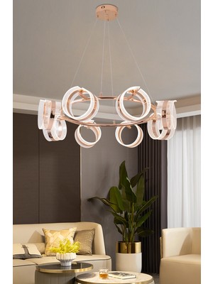 Apliqa Linea 8'li Gold Yuvarlak Salon Sarkıt LED Avize