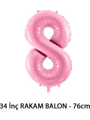 Lotus Party Pembe Renk 8 Rakam Folyo Balon - Pembe Rakam Balon 8 Yaş - 76 cm