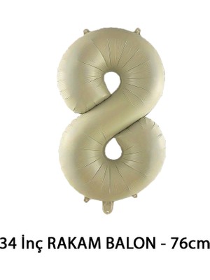 Lotus Party Krem Renk 8 Rakam Folyo Balon - Krem Rakam Balon 8 Yaş - 76 cm