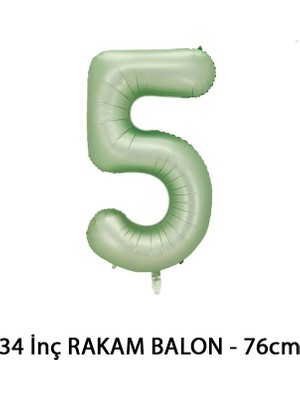 Lotus Party Yeşil Renk 5 Rakam Folyo Balon - Su Yeşili Rakam Balon 5 Yaş - 76 cm