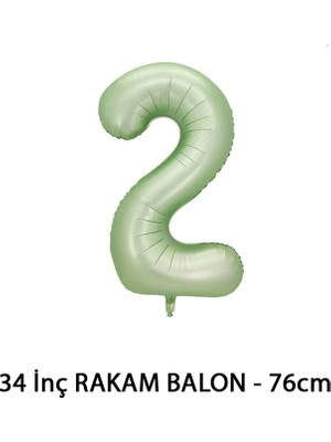 Lotus Party Yeşil Renk 2 Rakam Folyo Balon - Su Yeşili Rakam Balon 2 Yaş - 76 cm