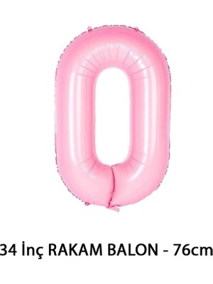 Lotus Party Pembe Renk 0 Rakam Folyo Balon - Pembe Rakam Balon 0 Yaş - 76 cm