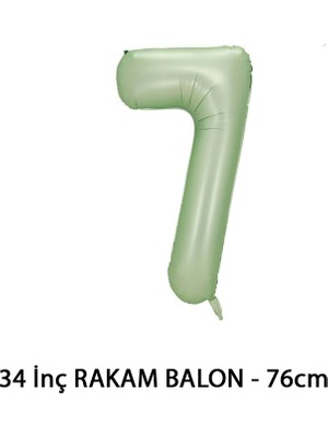 Lotus Party Yeşil Renk 7 Rakam Folyo Balon - Su Yeşili Rakam Balon 7 Yaş - 76 cm