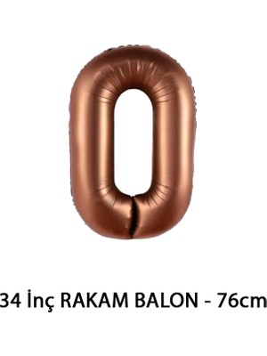 Lotus Party Kahverengi Renk 0 Rakam Folyo Balon - Kahverengi Rakam Balon 0 Yaş - 76 cm