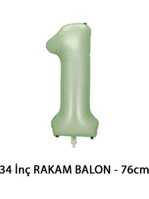 Lotus Party Yeşil Renk 1 Rakam Folyo Balon - Su Yeşili Rakam Balon 1 Yaş - 76 cm