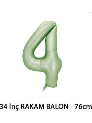 Lotus Party Yeşil Renk 4 Rakam Folyo Balon - Su Yeşili Rakam Balon 4 Yaş - 76 cm